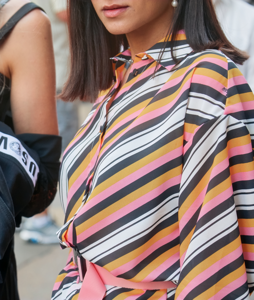 Petite Wearing Flattering Striped Blouse